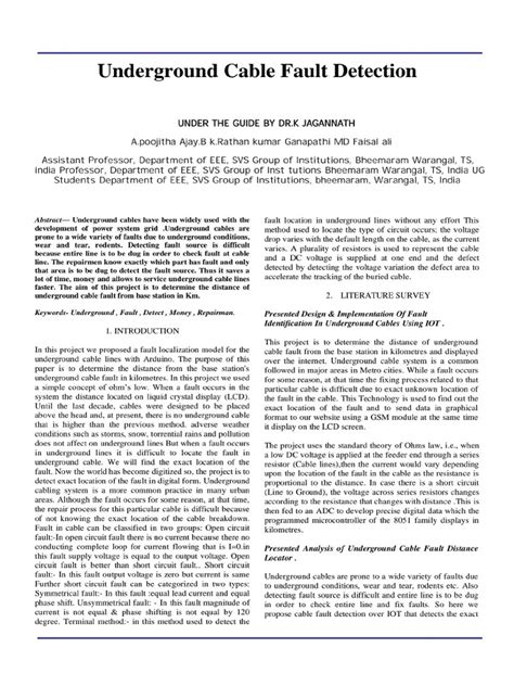 underground cable fault detection pdf.